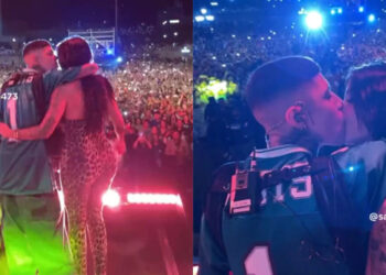 KARELY RUIZ Y SANTA FE KLAN SE BESAN DURANTE EL MACROFEST