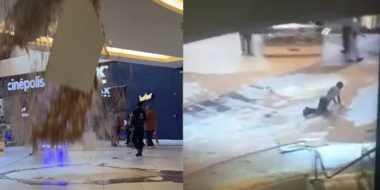 CAE EL TECHO DE GALERÍAS MONTERREY POR FUGA DE AGUA 1 CAE EL TECHO DE GALERÍAS MONTERREY POR FUGA DE AGUA