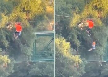 CAE MENOR DE TIROLESA EN PARQUE FUNDIDORA