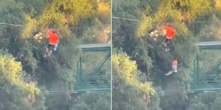 CAE MENOR DE TIROLESA EN PARQUE FUNDIDORA 1 CAE MENOR DE TIROLESA EN PARQUE FUNDIDORA