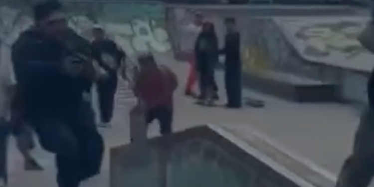 DESENFUNDAN POLICÍAS Y APUNTAN A PATINADORES 1 DESENFUNDAN POLICÍAS Y APUNTAN A PATINADORES