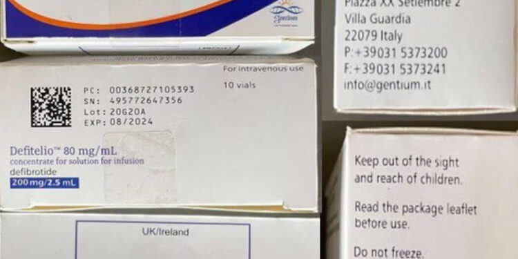 ALERTA DE LA OMS: LOTE FALSIFICADO DE 'DEFITELIO' DETECTADO EN EUROPA Y EL SUDESTE ASIÁTICO 1 ALERTA DE LA OMS: LOTE FALSIFICADO DE ‘DEFITELIO’ DETECTADO EN EUROPA Y EL SUDESTE ASIÁTICO