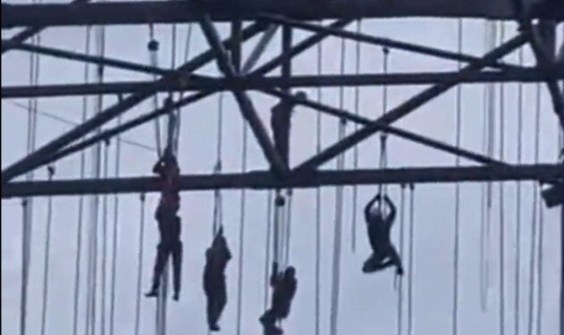 IMPACTANTE DESPLOME DE ANDAMIO EN BRASIL: TRABAJADORES CUELGAN A 100 METROS DE ALTURA 1 IMPACTANTE DESPLOME DE ANDAMIO EN BRASIL: TRABAJADORES CUELGAN A 100 METROS DE ALTURA