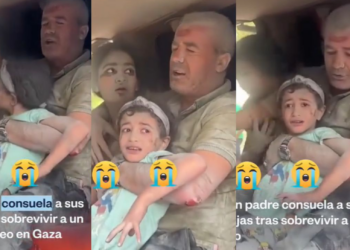 PADRE CONSUELA A SUS HIJAS TRAS BOMBARDEO EN GAZA