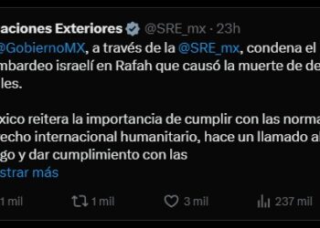 MÉXICO CONDENA BOMBARDERO EN GAZA