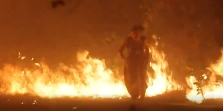 CAPTAN A MUJER ATRAVESANDO LLAMAS EN INCENDIO FORESTAL 1 CAPTAN A MUJER ATRAVESANDO LLAMAS EN INCENDIO FORESTAL