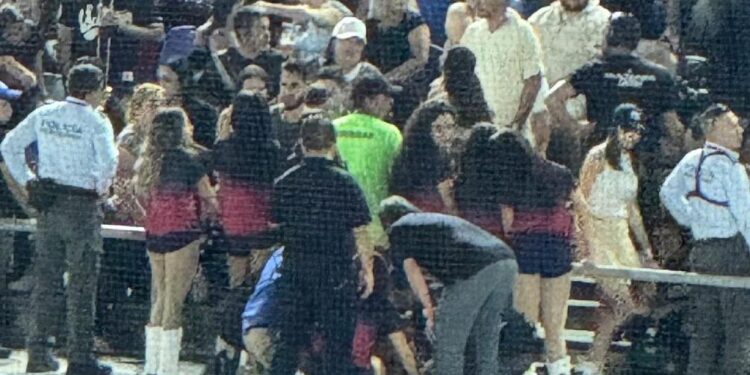 PORRISTA DE SULTANES RESULTA GOLPEADA POR BATE SUELTO DURANTE JUEGO ANTE TIJUANA. 1 PORRISTA DE SULTANES RESULTA GOLPEADA POR BATE SUELTO DURANTE JUEGO ANTE TIJUANA.