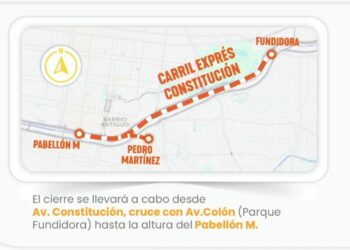 CERRARÁN CARRIL EXPRÉS EN CONSTITUCIÓN POR OBRAS DEL METRO; IMPLEMENTARÁN DESVIACIÓN HASTA EL 31 DE AGOSTO