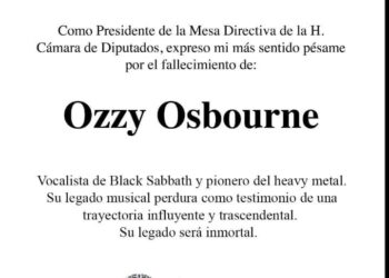 LANZA CÁMARA DE DIPUTADOS CONDOLENCIAS… ¡AL PRÍNCIPE DE LAS TINIEBLAS!LAMENTAN DIPUTADOS FALLECIMIENTO DE OZZY OSBOURNE