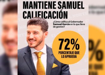 ROMPE SAMUEL RÉCORD DE APROBACIÓN PARA UN GOBERNADOR DE NL EN SU TERCER AÑO; ALCANZA MANDATARIO ESTATAL APROBACIÓN DEL 72% EN ENCUESTA DE EL NORTE. 1 ROMPE SAMUEL RÉCORD DE APROBACIÓN PARA UN GOBERNADOR DE NL EN SU TERCER AÑO; ALCANZA MANDATARIO ESTATAL APROBACIÓN DEL 72% EN ENCUESTA DE EL NORTE.