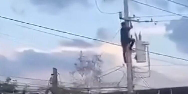 INTENTA HUIR DE LA POLICÍA SE ELECTROCUTA Y CAE DE POSTE EN JUÁREZ