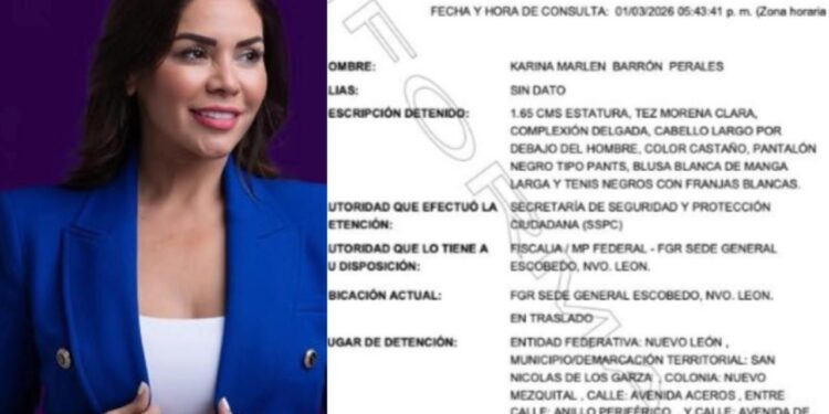 DETIENE FGR A KARINA BARRÓN; REPORTAN DETENCIÓN DE EX CANDIDATA DEL PRIAN AL SENADO Y ACTUAL SECRETARIA DE DESARROLLO HUMANO DE MONTERREY