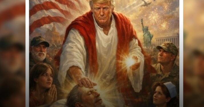 SE PRESENTA TRUMP COMO JESUCRISTO; PUBLICA PRESIDENTE DE EU IMAGEN DE IA COMO EL MESÍAS