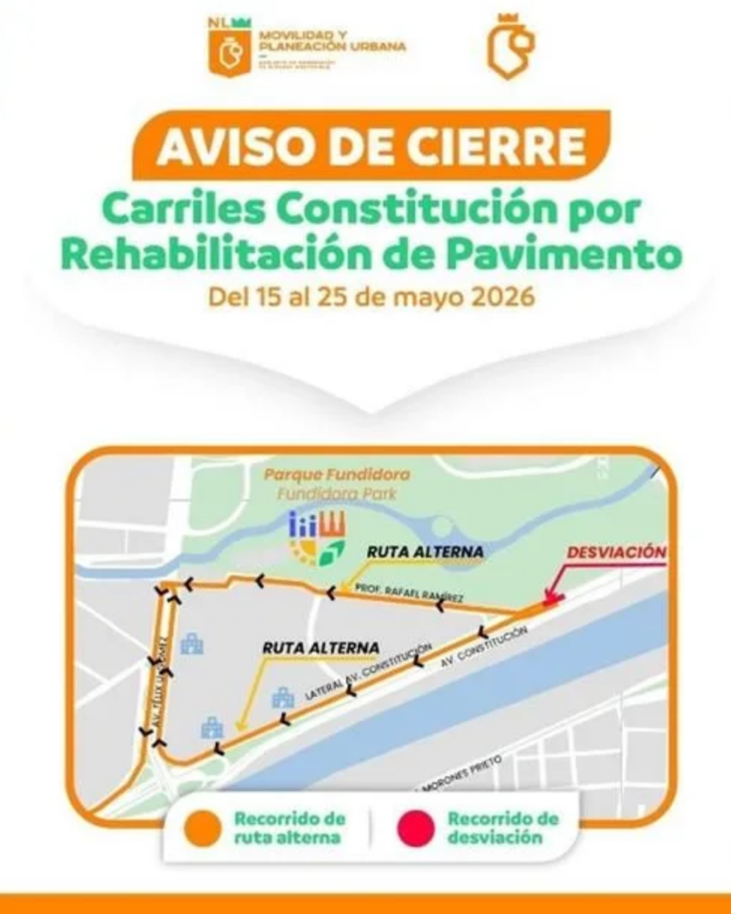 ANUNCIAN CIERRES NOCTURNOS EN AVENIDA CONSTITUCIÓN POR OBRAS DEL METRO; RECARPETEARÁN TRAMO DE REVOLUCIÓN A GONZALITOS 2 Veritas Infografia Portada 2025 2026 05 15T150801.939