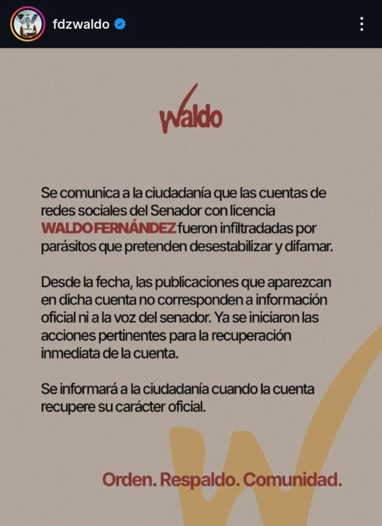 DENUNCIA WALDO HACKEO DE SUS REDES; ASEGURA MORENISTA QUE BUSCAN DIFAMARLO 2 Denuncia Waldo hackeo de sus redes