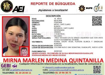 BUSCAN A JOVEN Y A SU BEBÉ; DESAPARECEN EN GUADALUPE
